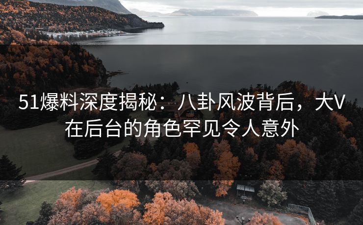 51爆料深度揭秘：八卦风波背后，大V在后台的角色罕见令人意外