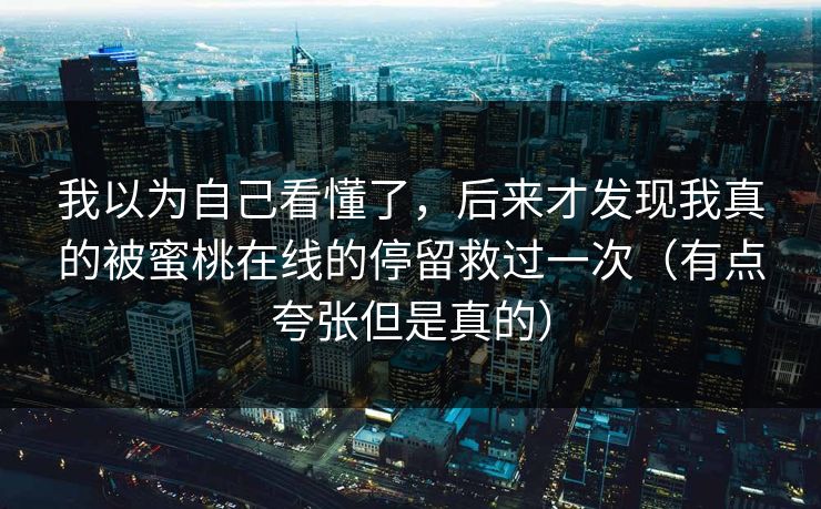 我以为自己看懂了，后来才发现我真的被蜜桃在线的停留救过一次（有点夸张但是真的）