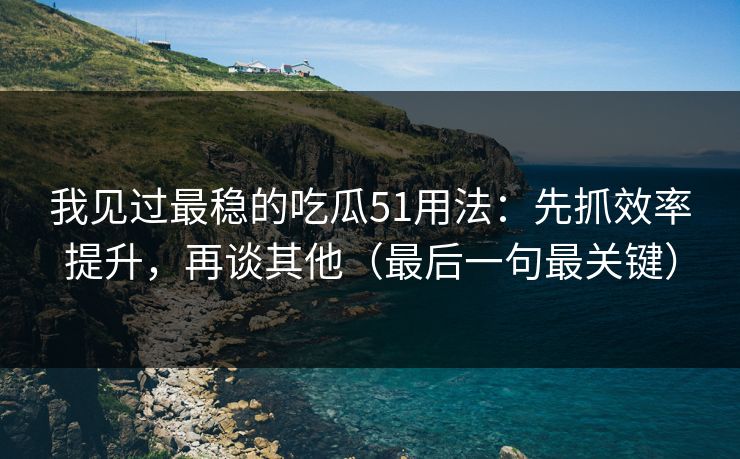 我见过最稳的吃瓜51用法：先抓效率提升，再谈其他（最后一句最关键）